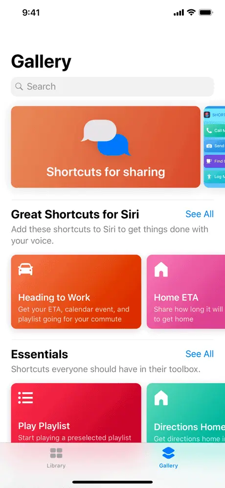 Shortcuts screenshot 1