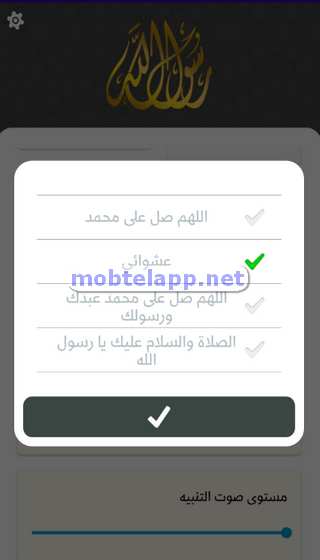 اختيار الصيغ والاصوات في تطبيق الضفيع